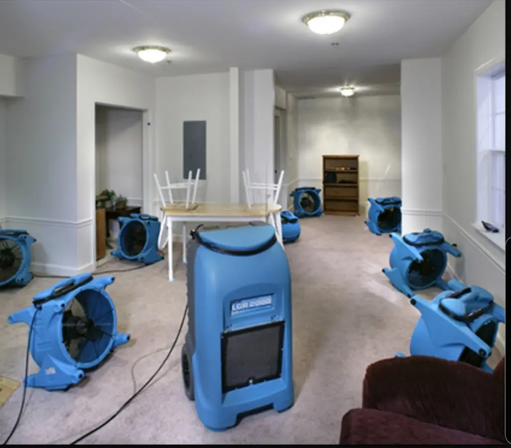 Air movers and dehumidifier setup for Water Damage Restoration in Eaton Rapids